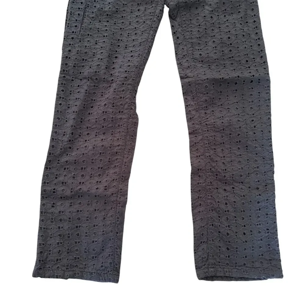 Gap Kids Girls Gray Cotton Eyelet Pants Airy Breathable Size M (8)